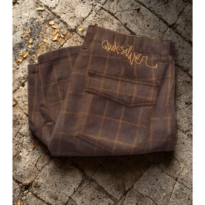 Quiksilver Plaid Shorts Brown Windowpane Skate Surf Men’s 34 Vintage Y2K